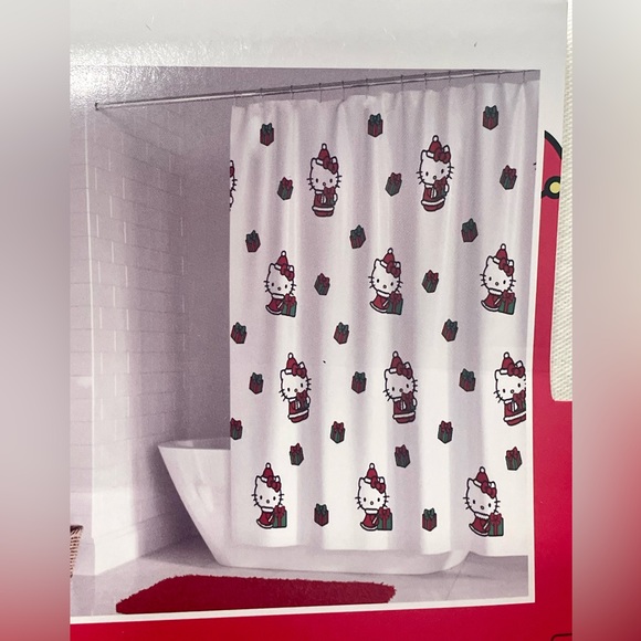 Hello Kitty Christmas Holiday Bathroom Shower Curtain - Picture 4 of 4